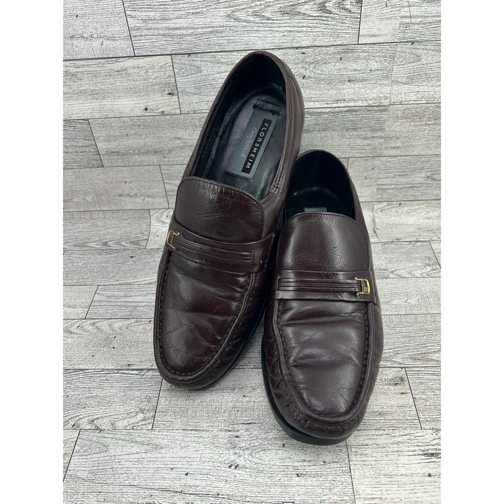 FLORSHEIM Mens Burgundy Leather Loafers Slip On Dress Shoes Size 9‎ D Comfortech